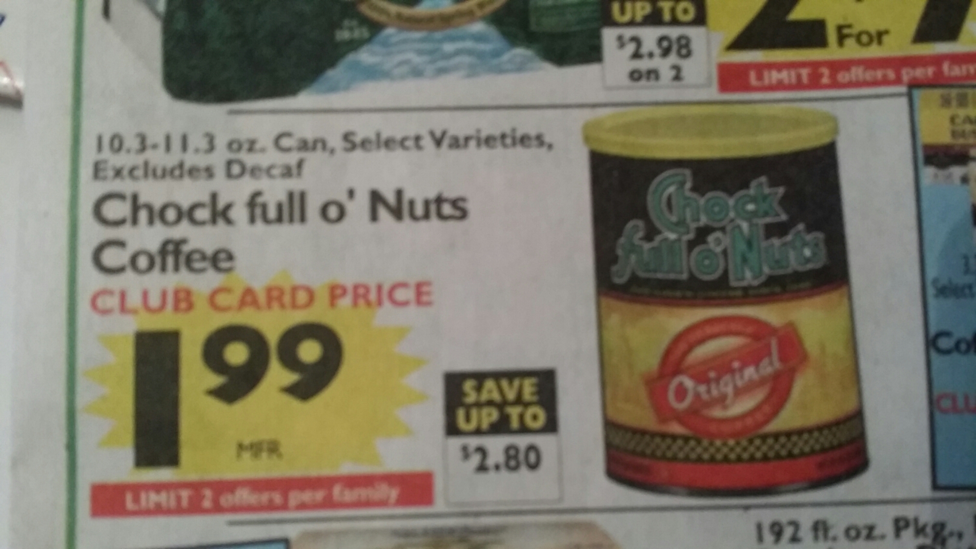Chock Full O Nuts Coffee 0.99 Food Town 3/25
